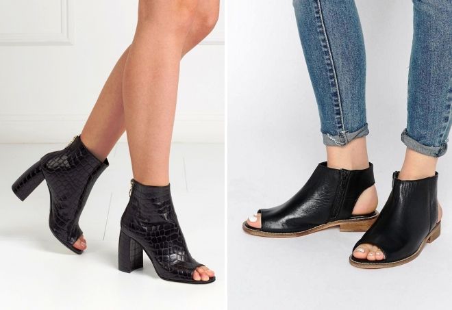 кожаные ботильоны с открытым носком кожаные ботильоны с открытым носком