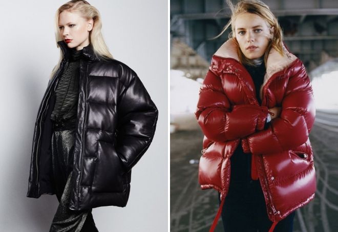 кожаный пуховик оверсайз кожаный пуховик оверсайз