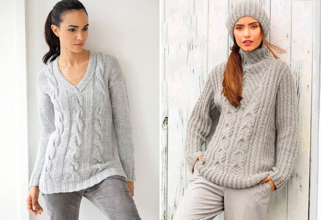 серый свитер с косами серый свитер с косами