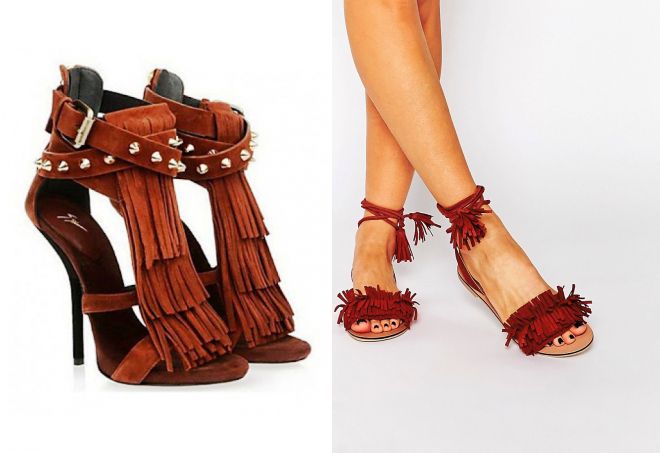 замшевые босоножки с бахромой замшевые босоножки с бахромой