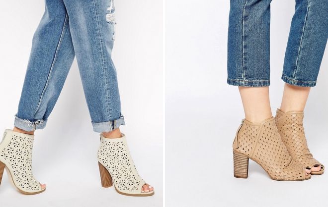 ботильоны с открытым носком и перфорацией ботильоны с открытым носком и перфорацией