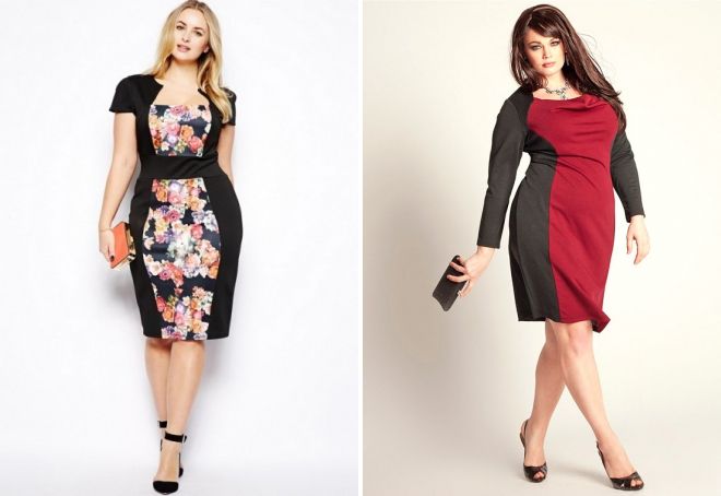 комбинированное платье футляр для полны комбинированное платье футляр для полны