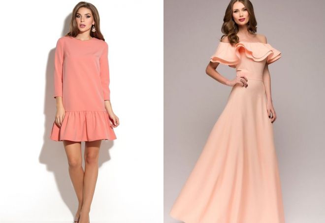персиковое платье с воланами персиковое платье с воланами