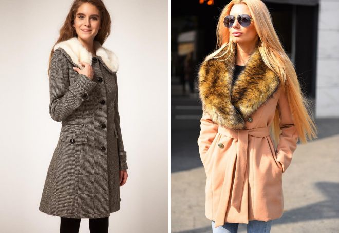 шерстяное пальто с меховым воротником шерстяное пальто с меховым воротником