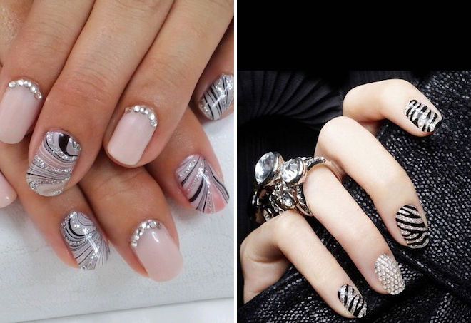 зеркальный маникюр со стразами зеркальный маникюр со стразами