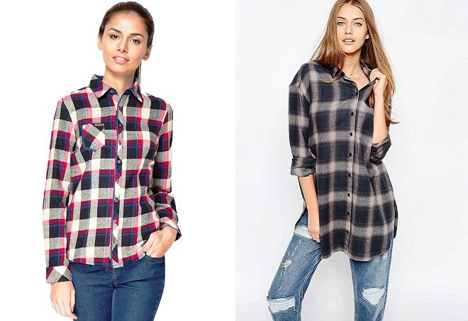 женская рубашка в крупную клетку