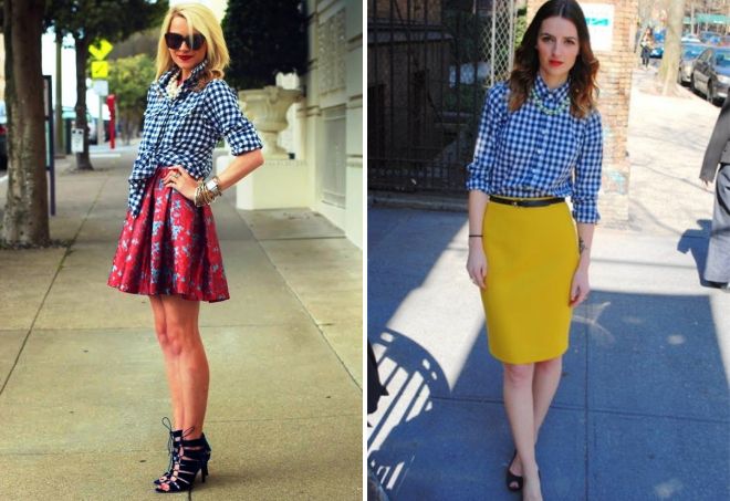 синяя рубашка в клетку