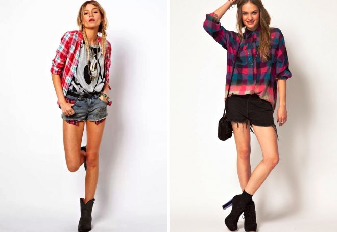 рубашка в клетку и шорты