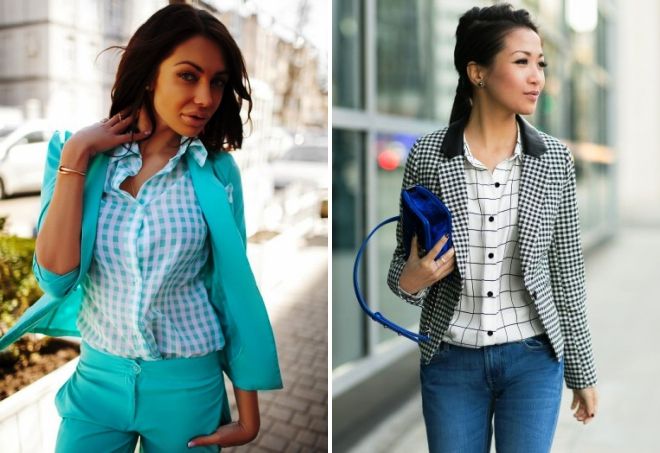 рубашка в клетку и пиджак