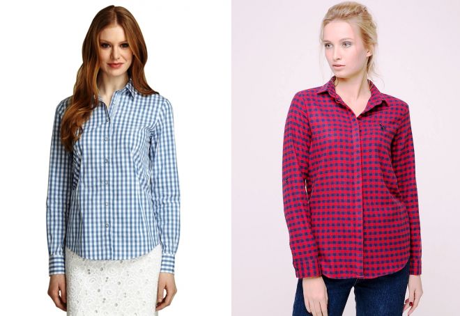 рубашка с длинным рукавом в клетку