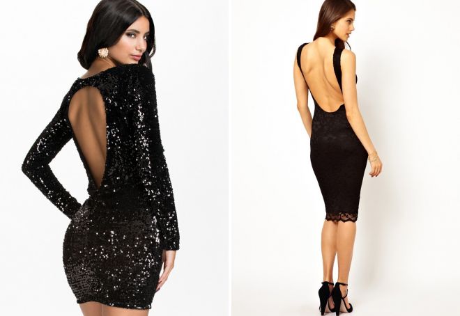 черное вечернее платье с открытой спиной