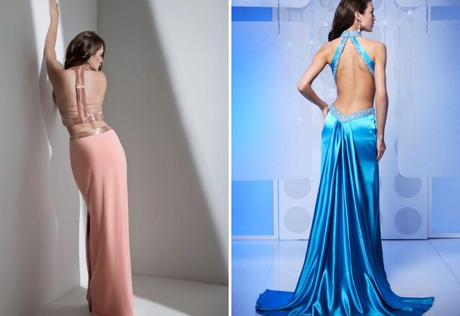 длинные вечерние платья с открытой спиной